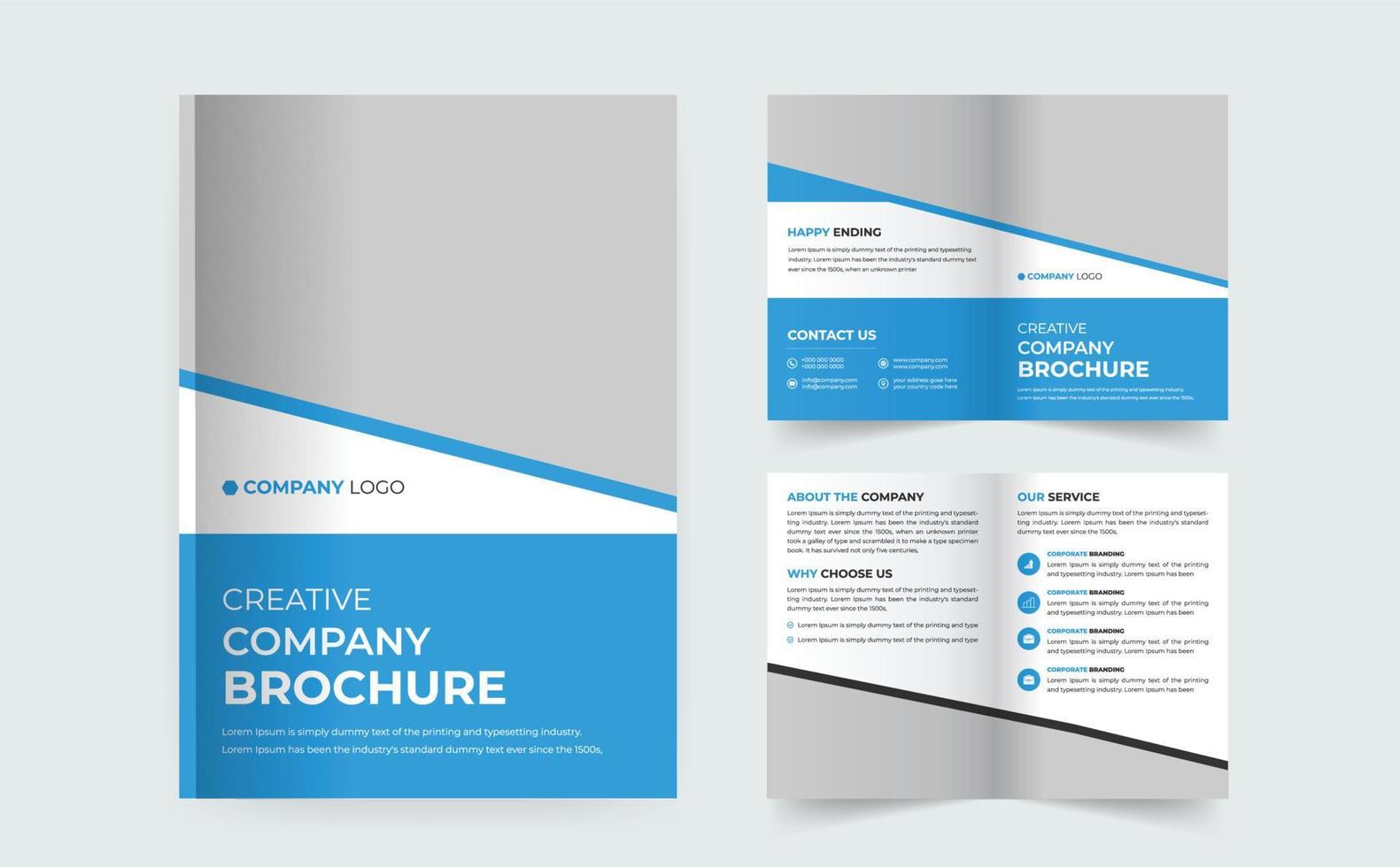 moderne creatieve zakelijke 4pg tweevoudige brochure ontwerpsjabloon vector