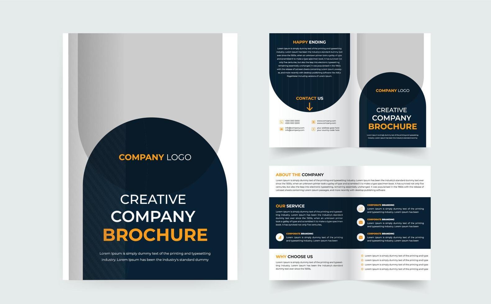 moderne creatieve zakelijke 4pg tweevoudige brochure ontwerpsjabloon vector