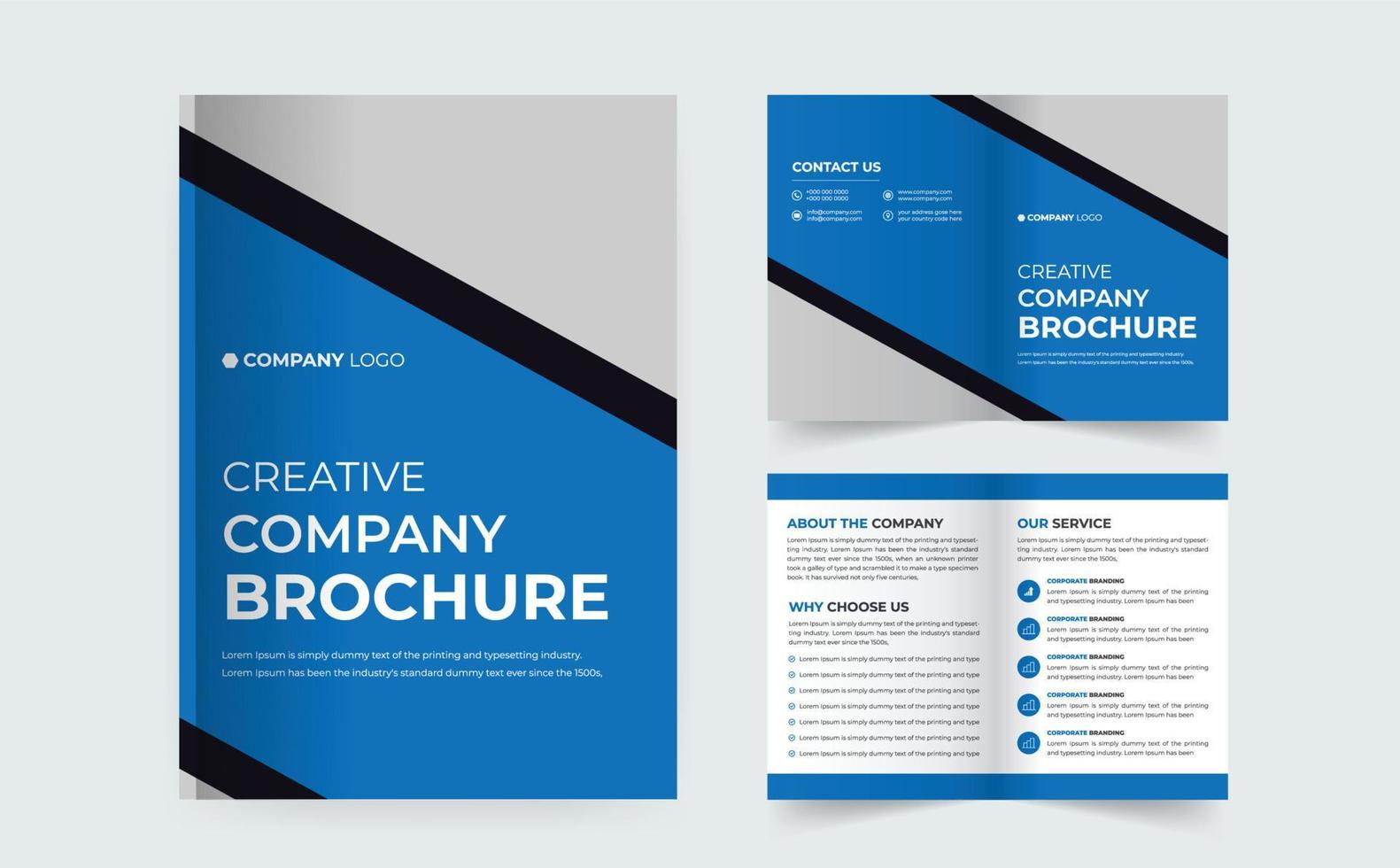 moderne creatieve zakelijke 4pg tweevoudige brochure ontwerpsjabloon vector