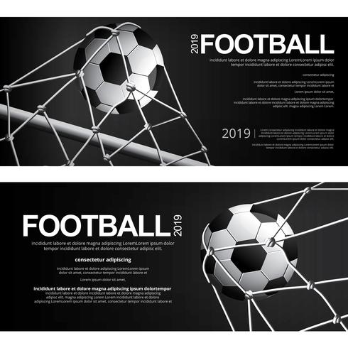 2 Banner Soccer Football Poster Vector Illustratie