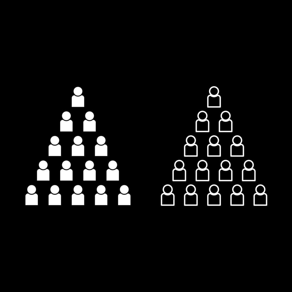 mensen piramide pictogrammenset witte kleur illustratie vlakke stijl eenvoudige afbeelding vector