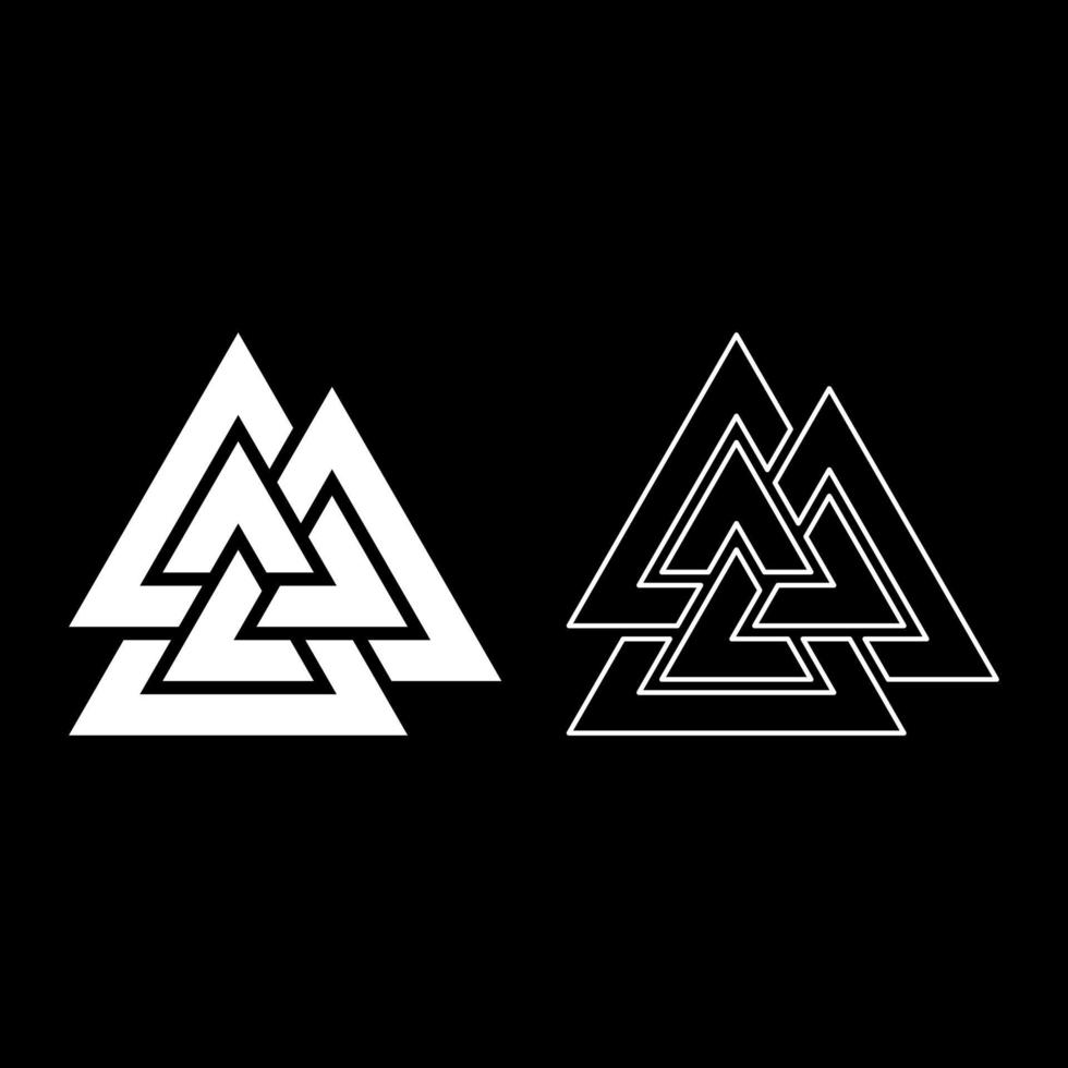 valknut teken symbool pictogrammenset witte kleur illustratie vlakke stijl eenvoudige afbeelding vector