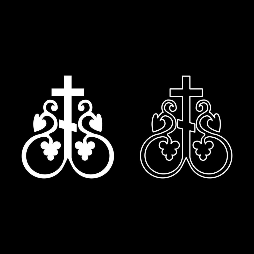 kruis wijnstok kruis monogram symbool geheime communie teken religieuze kruis ankers icon set witte kleur vector illustratie vlakke stijl afbeelding