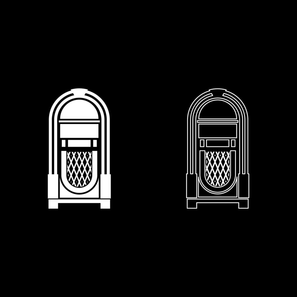 jukebox jukebox geautomatiseerd retro muziek concept vintage afspeelapparaat pictogram overzicht set witte kleur vector illustratie vlakke stijl afbeelding