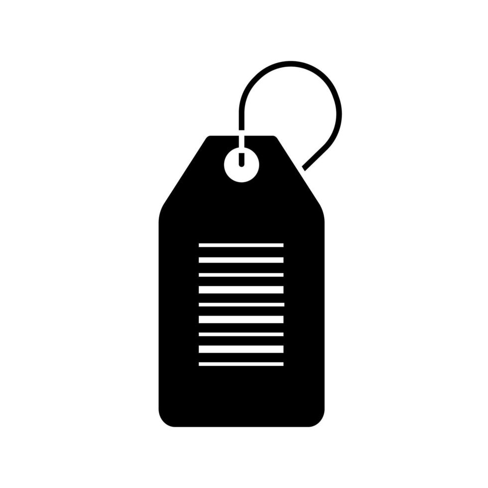 streepjescode label glyph pictogram. lineaire barcode tag. serienummer. winkeletiket met eendimensionale streepjescode. silhouet symbool. negatieve ruimte. vector geïsoleerde illustratie