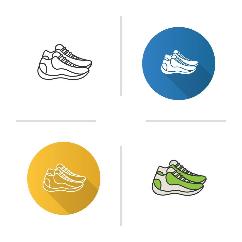 sneaker icoon. plat ontwerp, lineaire en kleurstijlen. sneakers. sportschoenen. geïsoleerde vectorillustraties vector