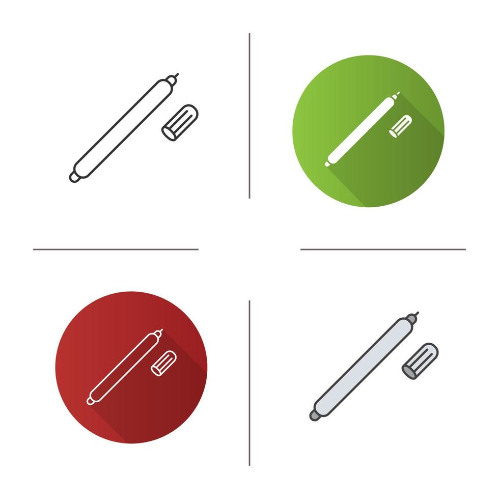 stof markeerstift pictogram. plat ontwerp, lineaire en kleurstijlen. geïsoleerde vectorillustraties vector