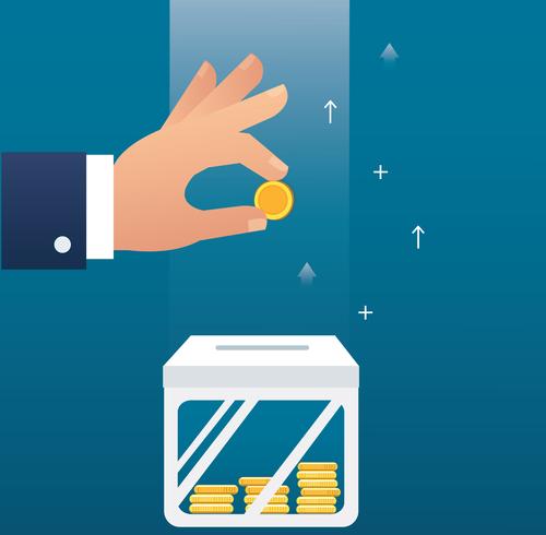 hand met munt concept van het maken van geld voor zaken en financiën vector