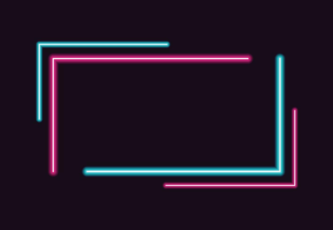 neon vierkante frame achtergrond. blauw en roze licht bewegende ontwerpsjabloon. vector illustratie