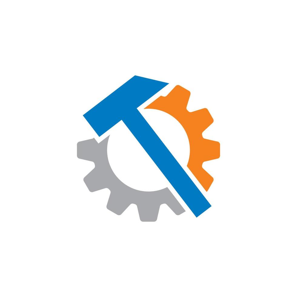 versnelling en hamer service logo, fabricage logo; vector