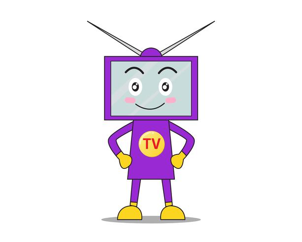 Beeldverhaalkarakter TV-monitormascotte gelukkig op witte achtergrond - Vectorillustratie vector