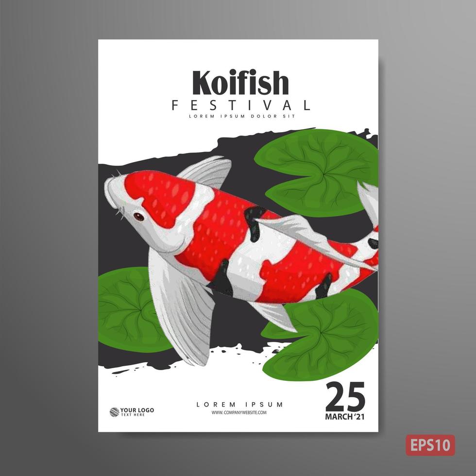 posterontwerp. koi fish festival, met een kleurrijke vissenachtergrond. vector