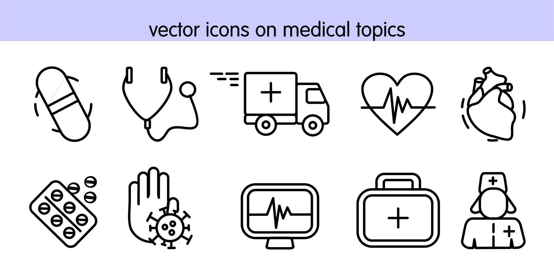 vectorpictogrammen over medische onderwerpen vector