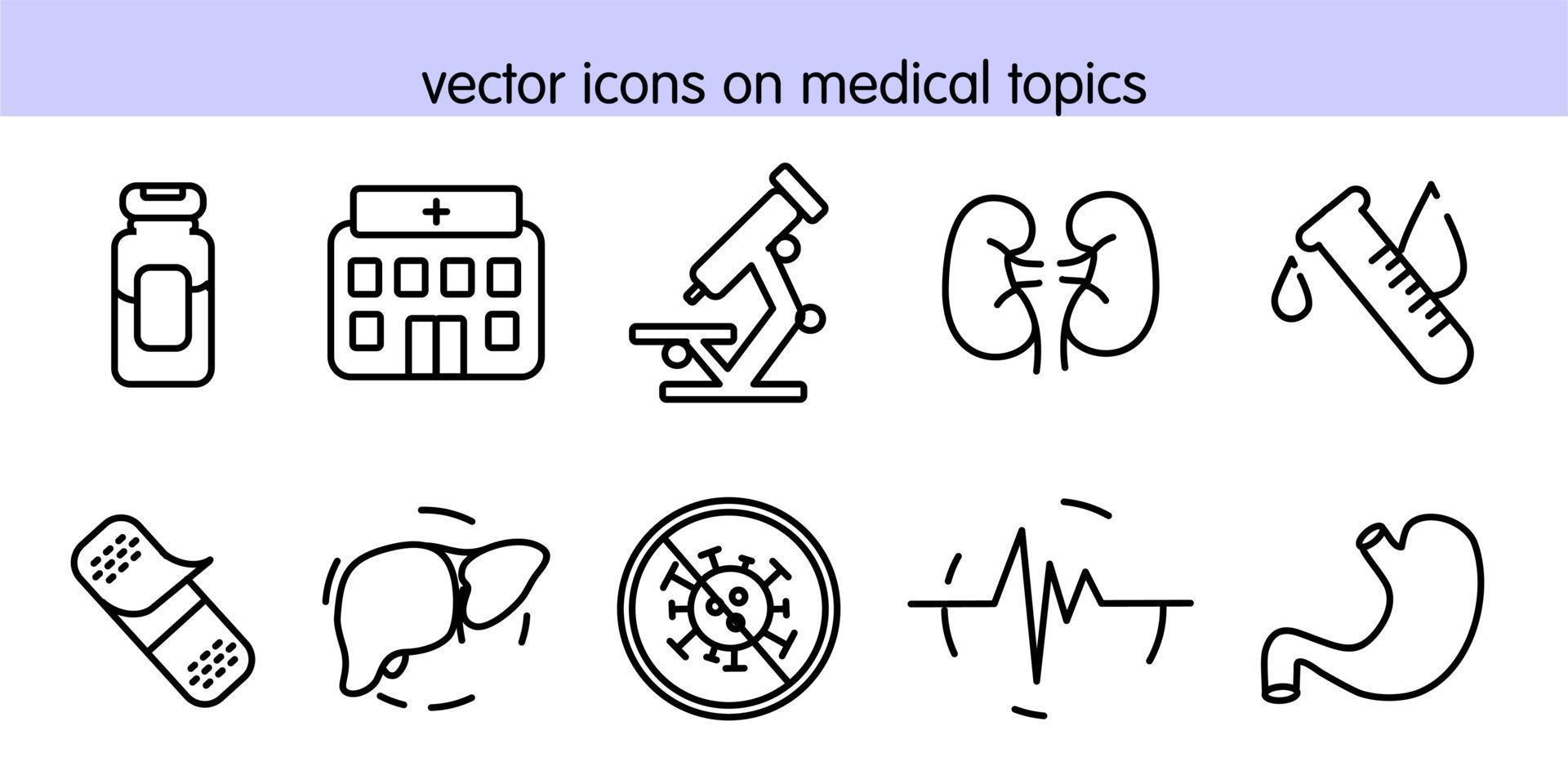 vectorpictogrammen over medische onderwerpen vector