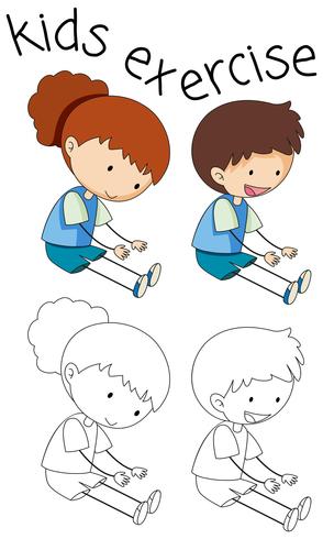 Doodle kinderen oefenen op witte achtergrond vector