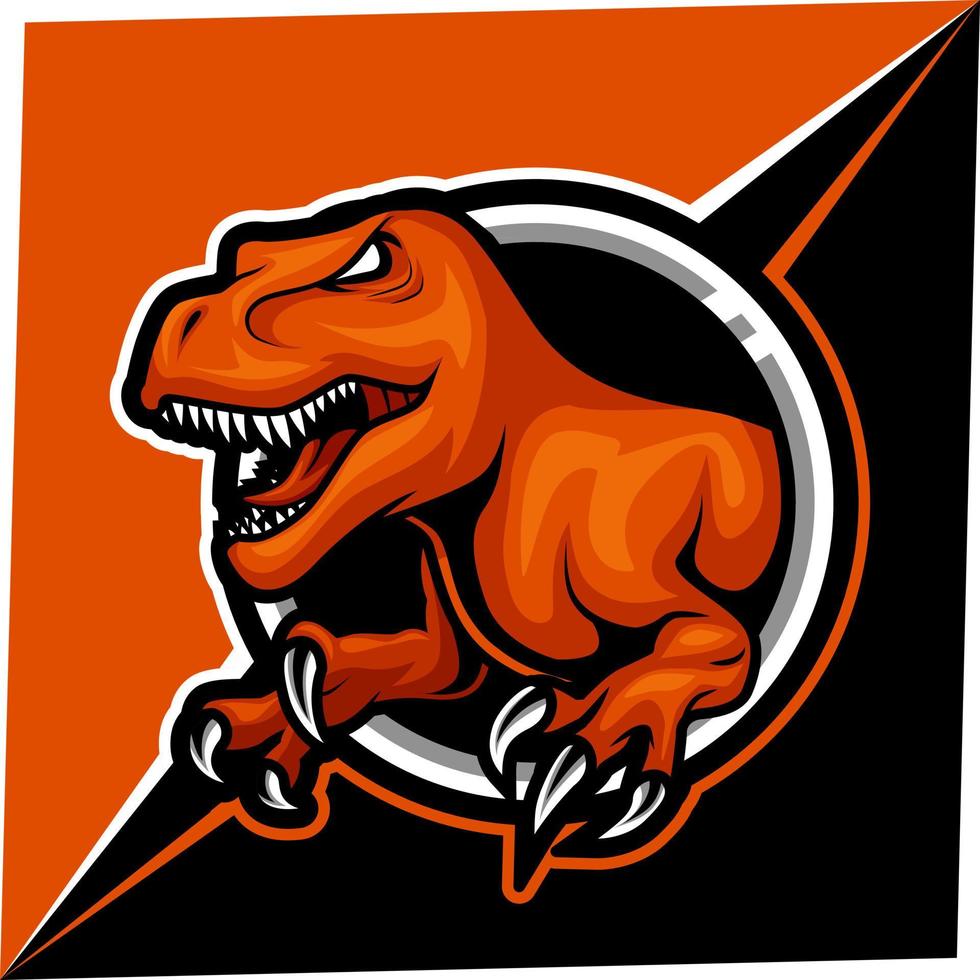 t rex-mascotte voor sport- en esports-logo vector