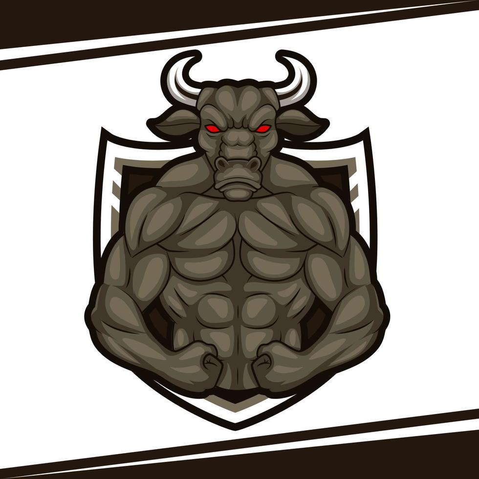 stier sterke dierlijke spier mascotte logo afbeelding vector