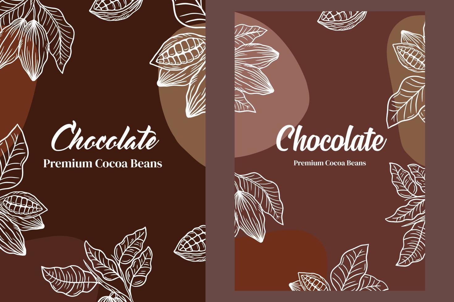 set handgetekende chocolade winkel bonen beker met tak achtergrond afbeelding vector