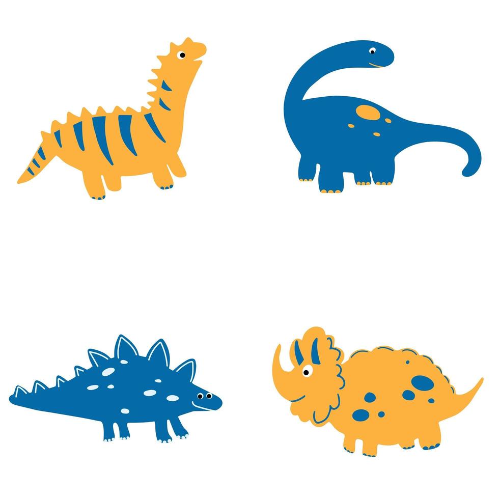 grappige dinosaurus in cartoon vlakke stijl. vectorillustratie met schattige babykarakters vector