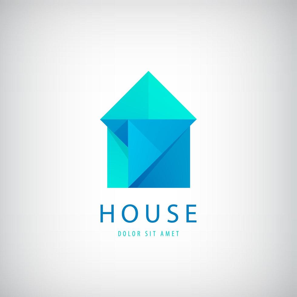 vector geometrische origami abstracte huis logo. gebruik voor bedrijfs-, vastgoed-, architectuur-, constructie- en bouwlogo's. ontwerpsjabloonelement