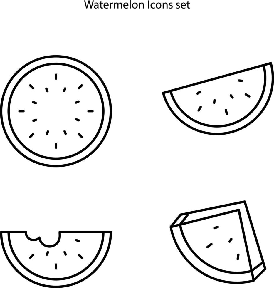 watermeloen pictogrammen instellen geïsoleerd op een witte achtergrond. watermeloen pictogram dunne lijn overzicht lineaire watermeloen symbool voor logo, web, app, ui. watermeloen pictogram eenvoudig teken. vector