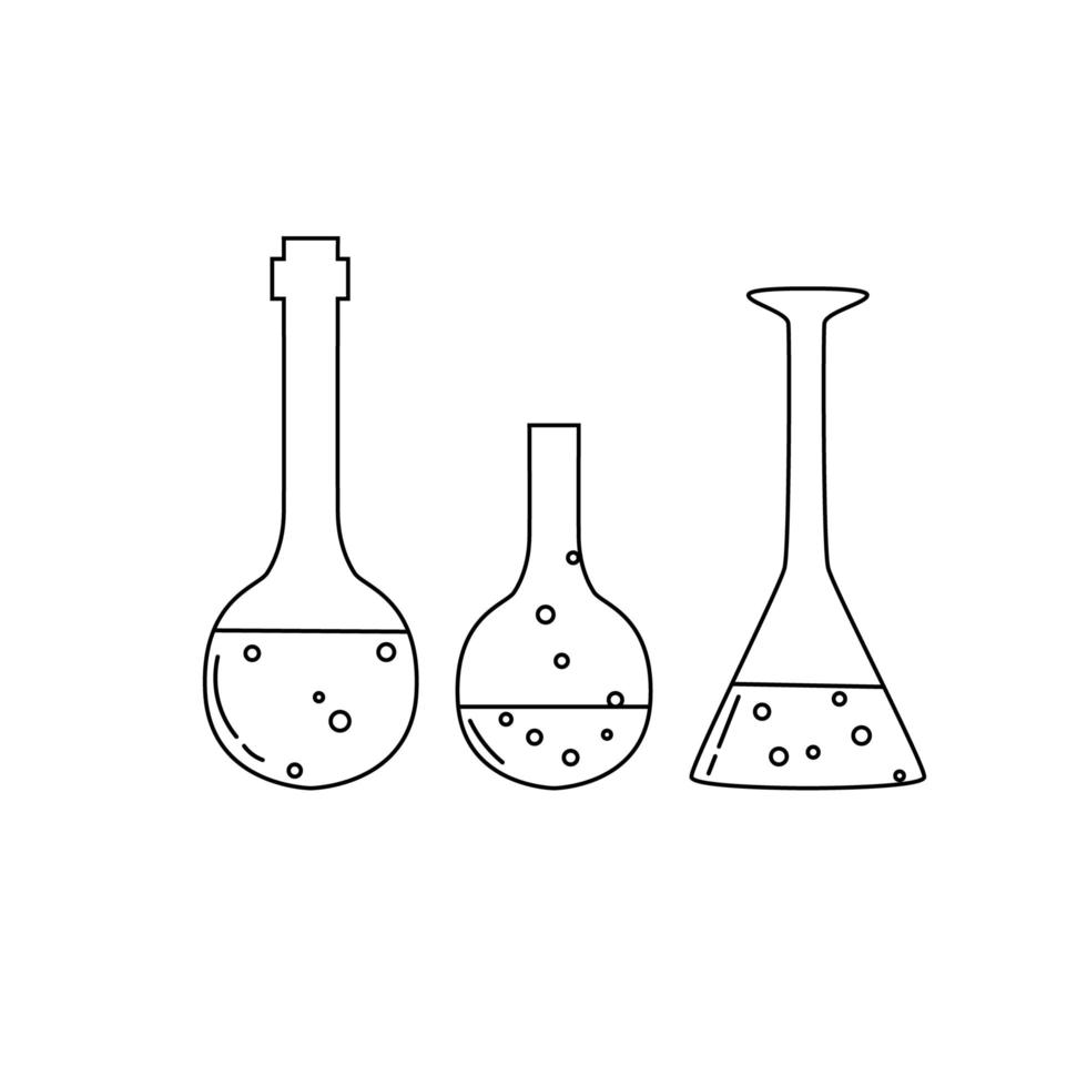 set met medische laboratoriumapparatuur - kolven. solen schets illustratie vector