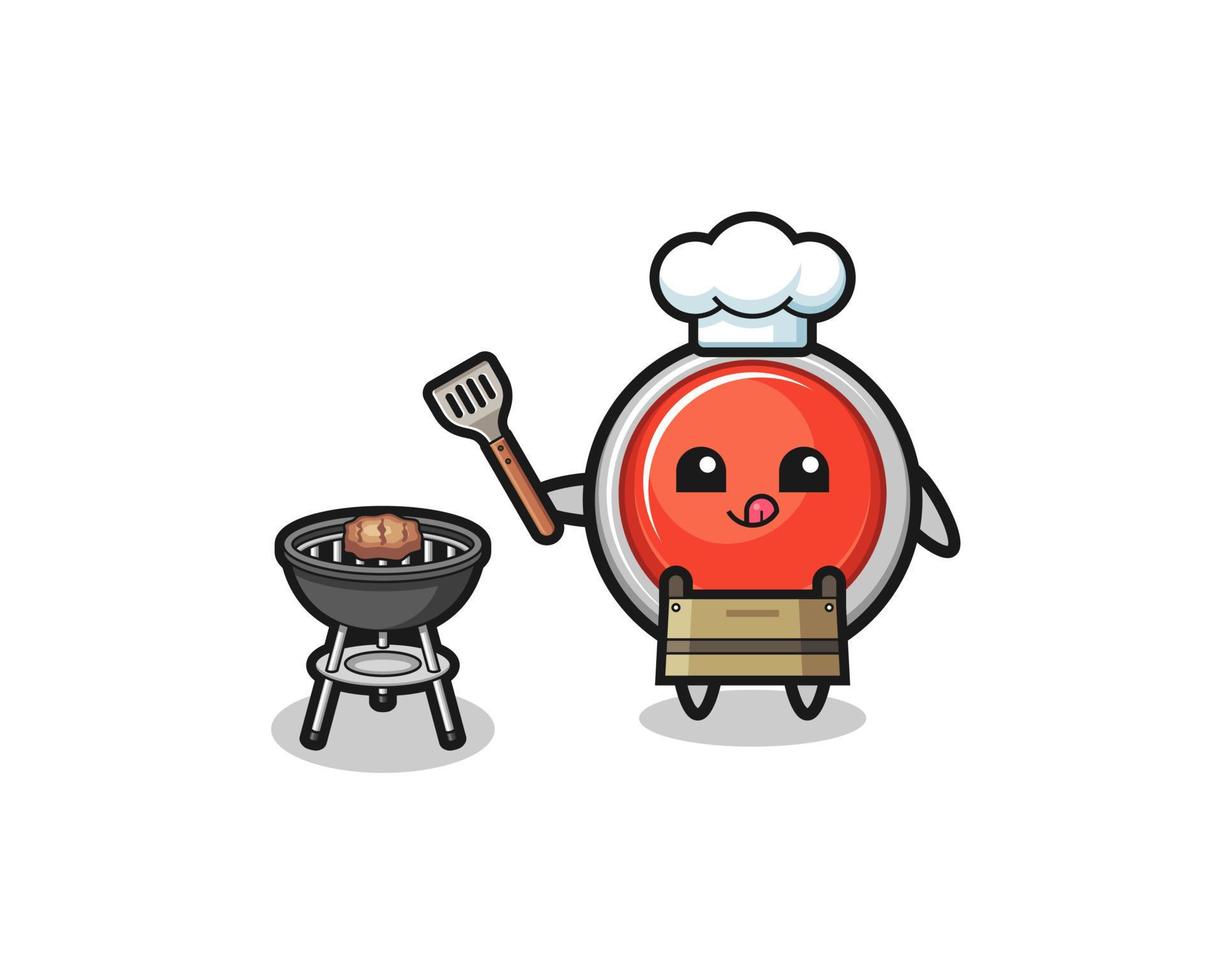 nood paniekknop barbecue chef-kok met een grill vector