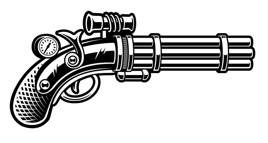 Vectorillustratie van pistool in steampunkstijl vector