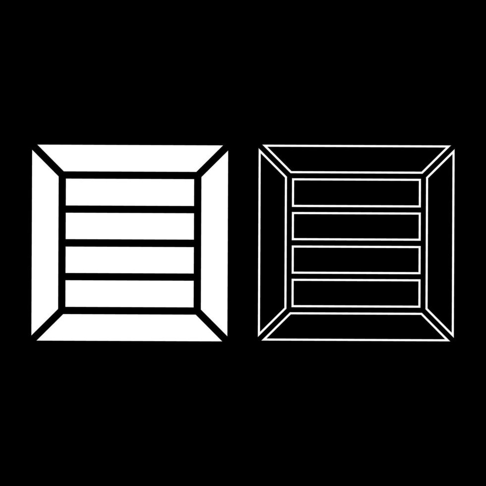 krat voor vrachtvervoer houten kist container pictogram overzicht set witte kleur vector illustratie vlakke stijl afbeelding