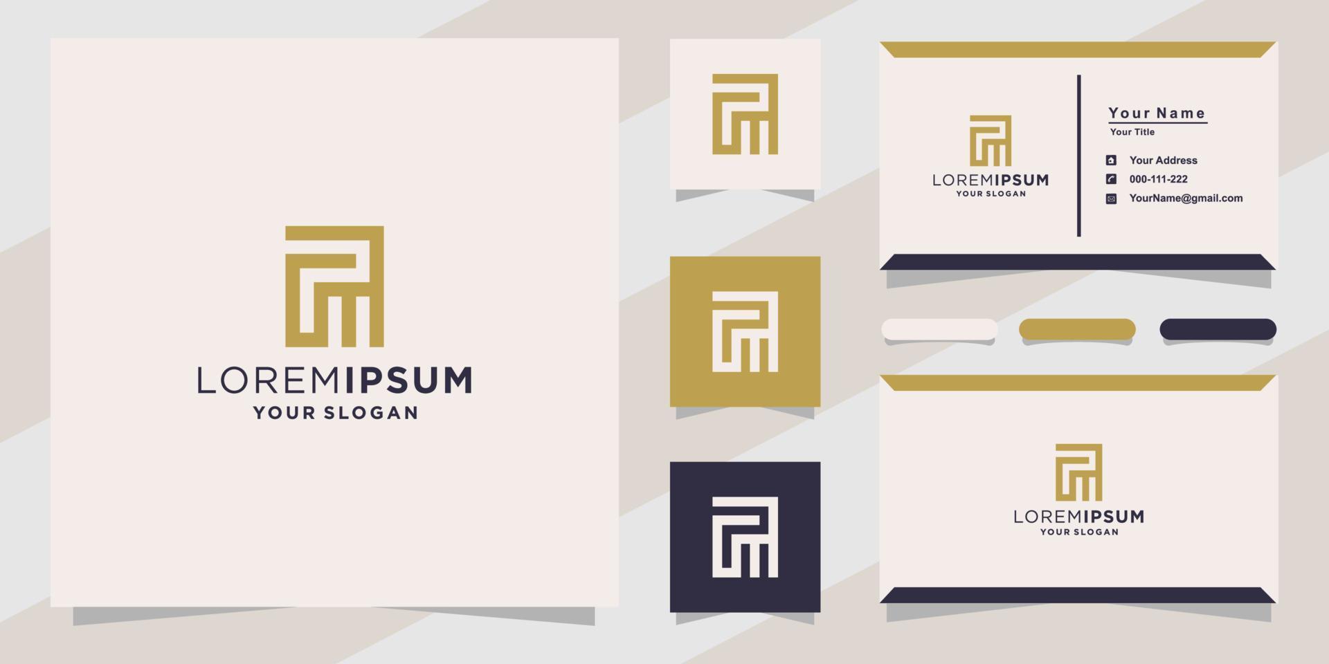 brief pm mp-logo voor bedrijf met sjabloon voor visitekaartjes vector