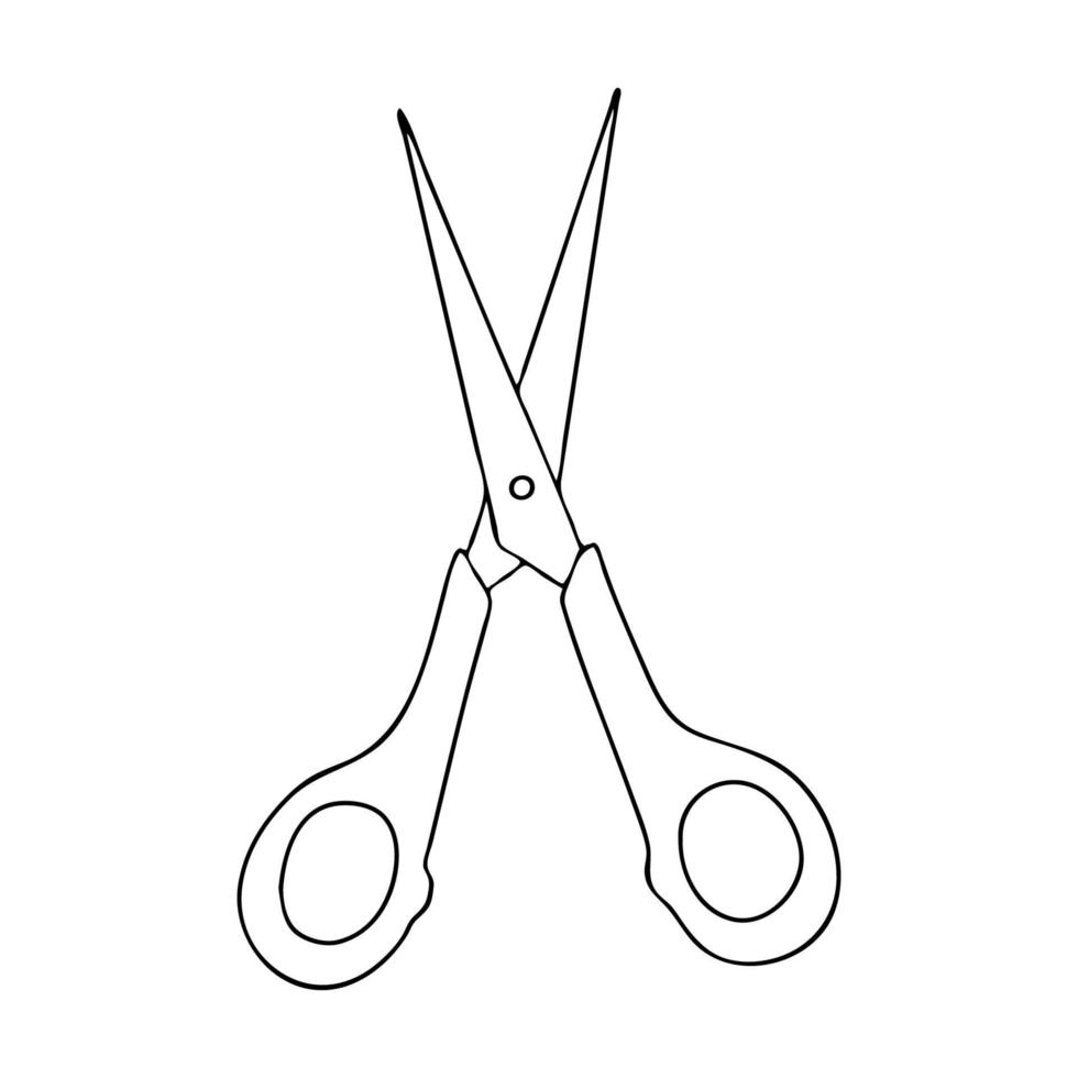 de schaar in doodle style.scissors voor naaisters en hairdressers.black en white image.monochrome.tools gemaakt van metal.vector afbeelding vector