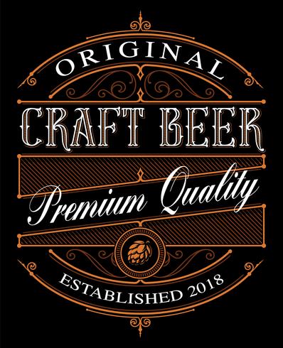 Vintage Craft Beer-etiket op de donkere achtergrond. vector