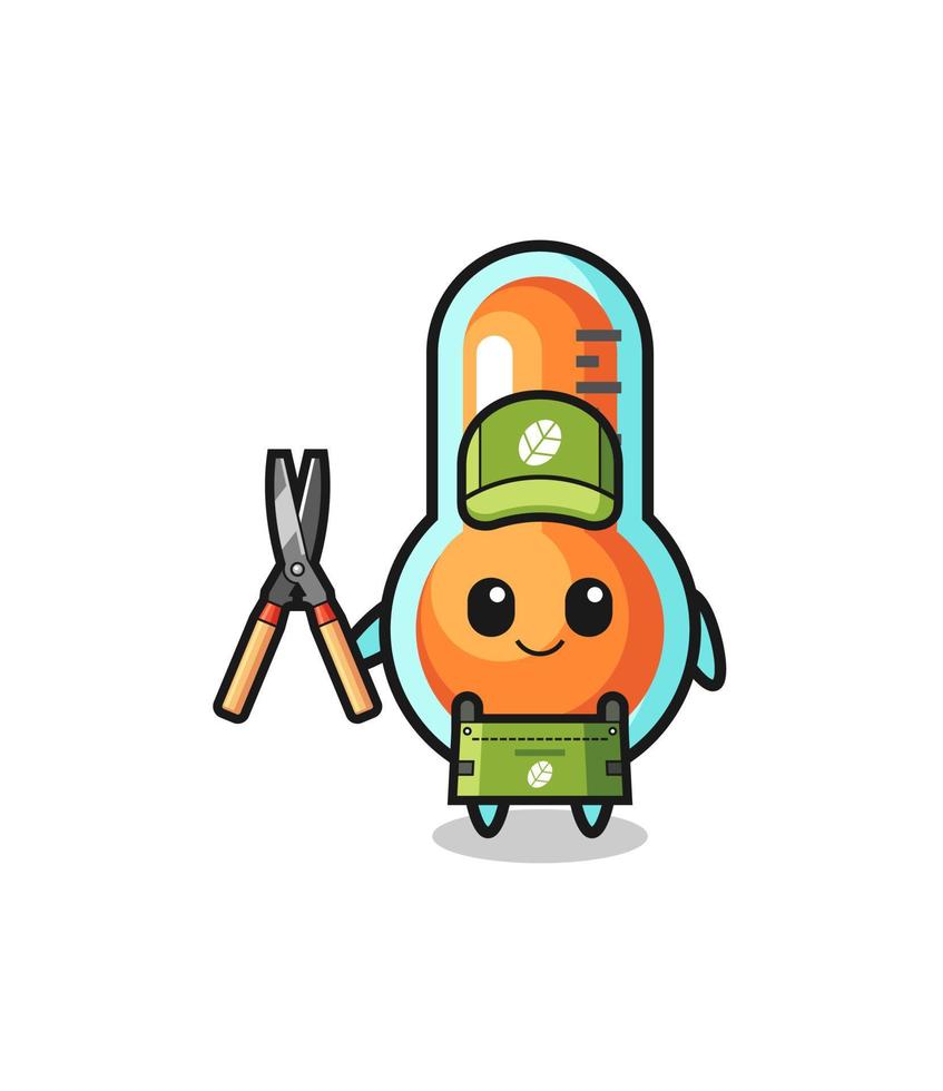 schattige thermometer als mascotte van de tuinman vector