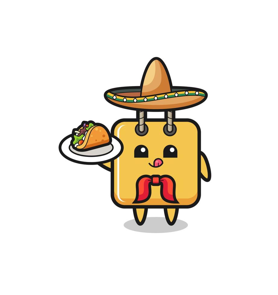 boodschappentas Mexicaanse chef-kok mascotte met een taco vector