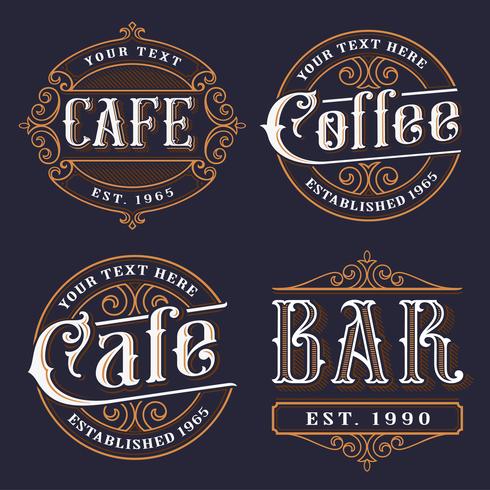 Set van vintage emblemen voor de catering. vector