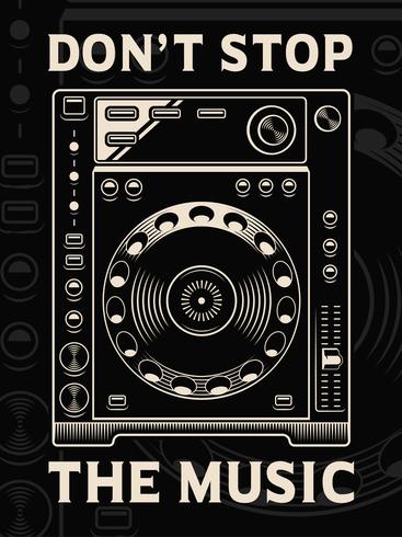 Vectorillustratie van dj-speler op donkere achtergrond. vector