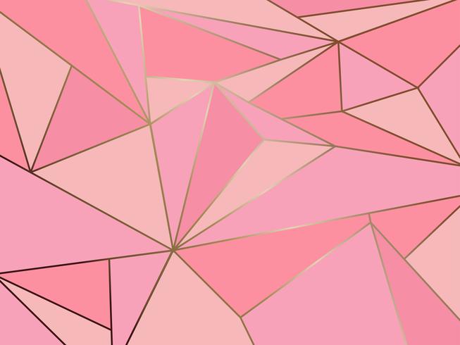Abstracte roze veelhoek artistieke geometrisch met gouden lijnachtergrond vector