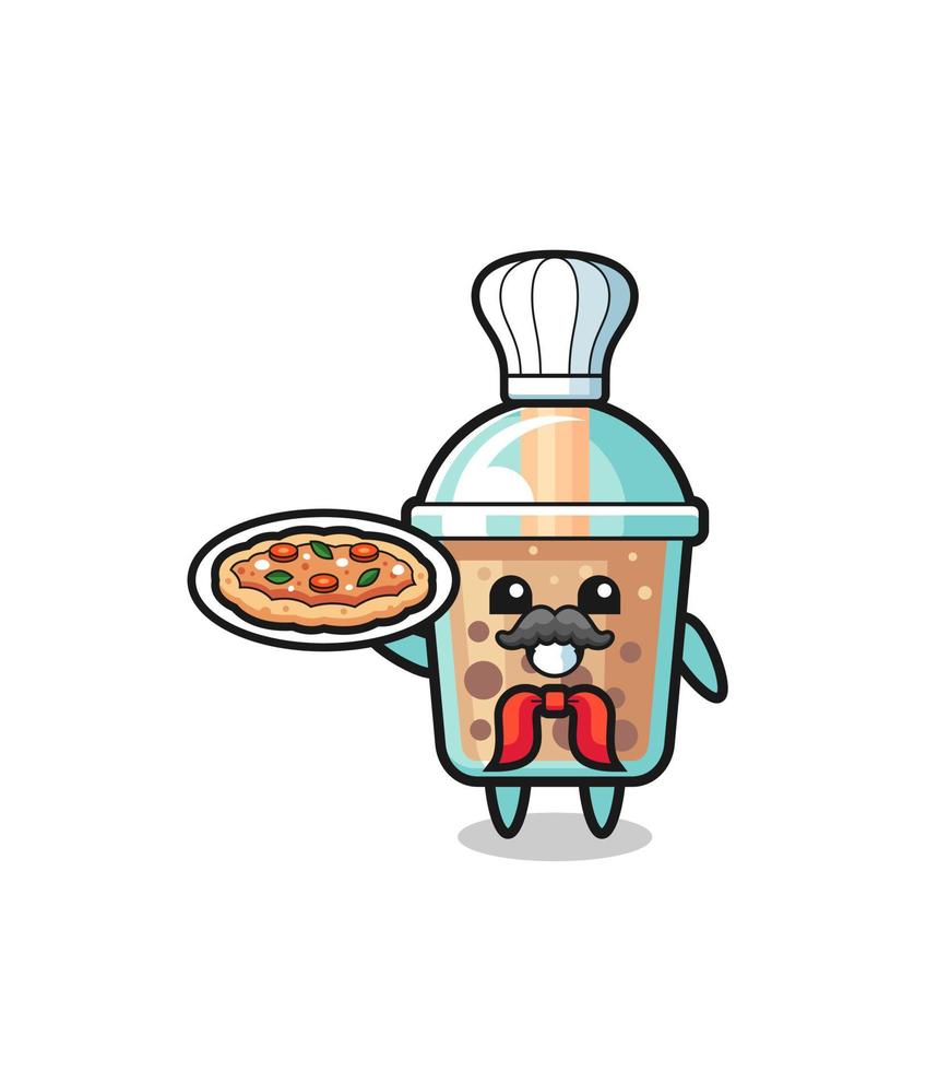 bubble tea-personage als mascotte van de Italiaanse chef-kok vector