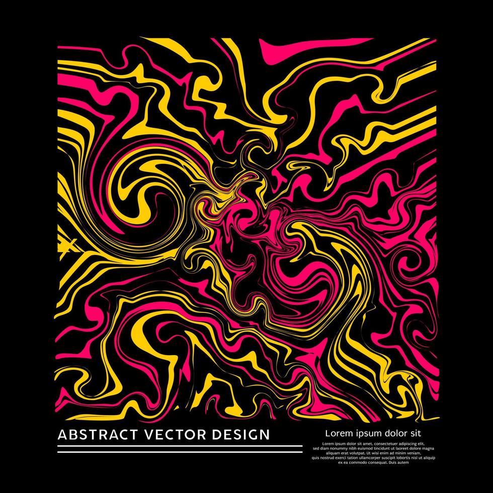 vloeibare abstracte kunstdoosvorm met een mengsel van gele en roze verf. vector illustratie