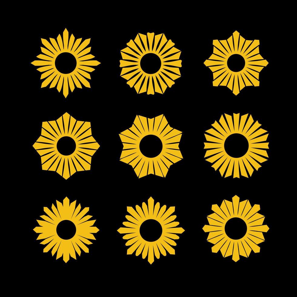 sunburst bloem ontwerpelement set vector