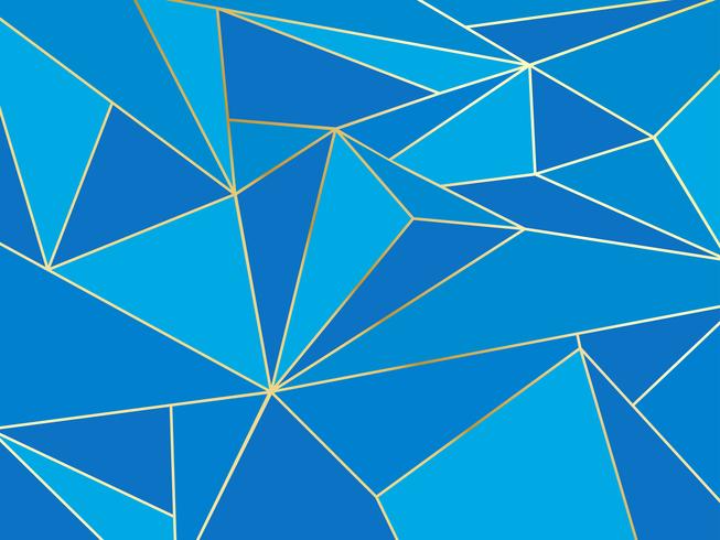 Abstracte blauwe veelhoek artistieke geometrisch met gouden lijnachtergrond vector