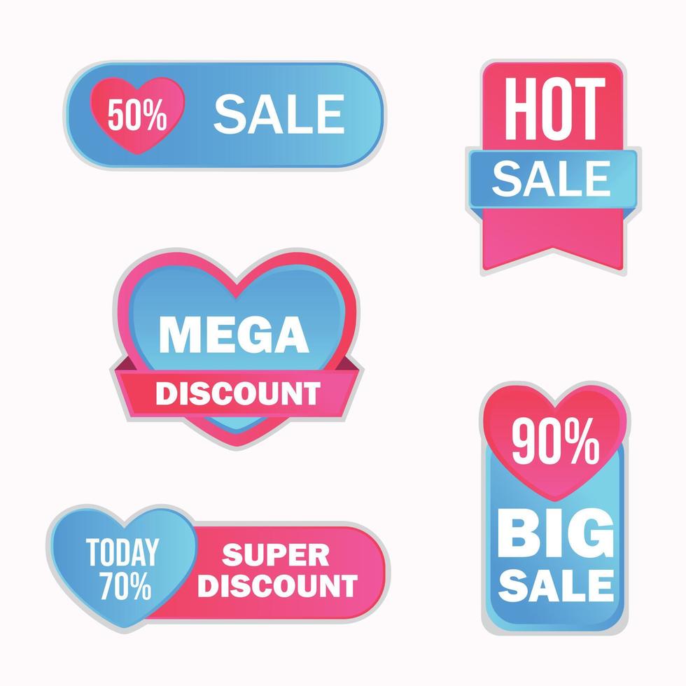 verkoop valentijn dag aanbieding tag afgeronde liefde vorm set vector illustratie warm, groot, super korting 90 procent. bewerkbaar en klaar voor gebruik