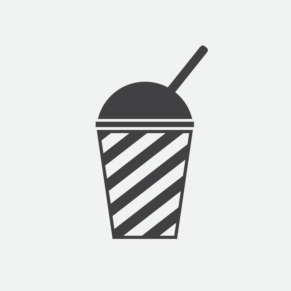 cup shake koud drankje met stro vector icoon. koud drankje eenvoudig geïsoleerd pictogram.