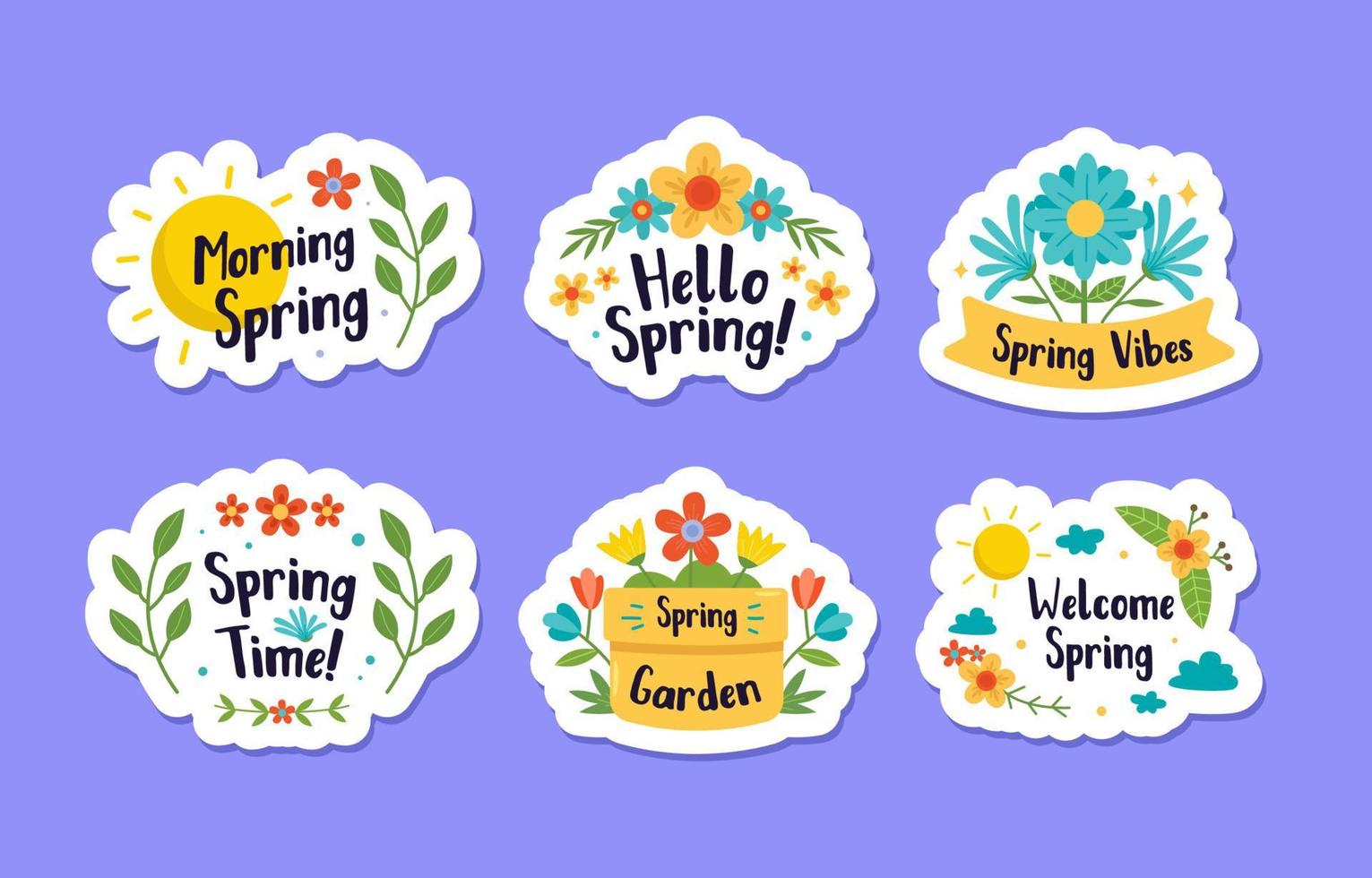 set spring vibe sticker vector