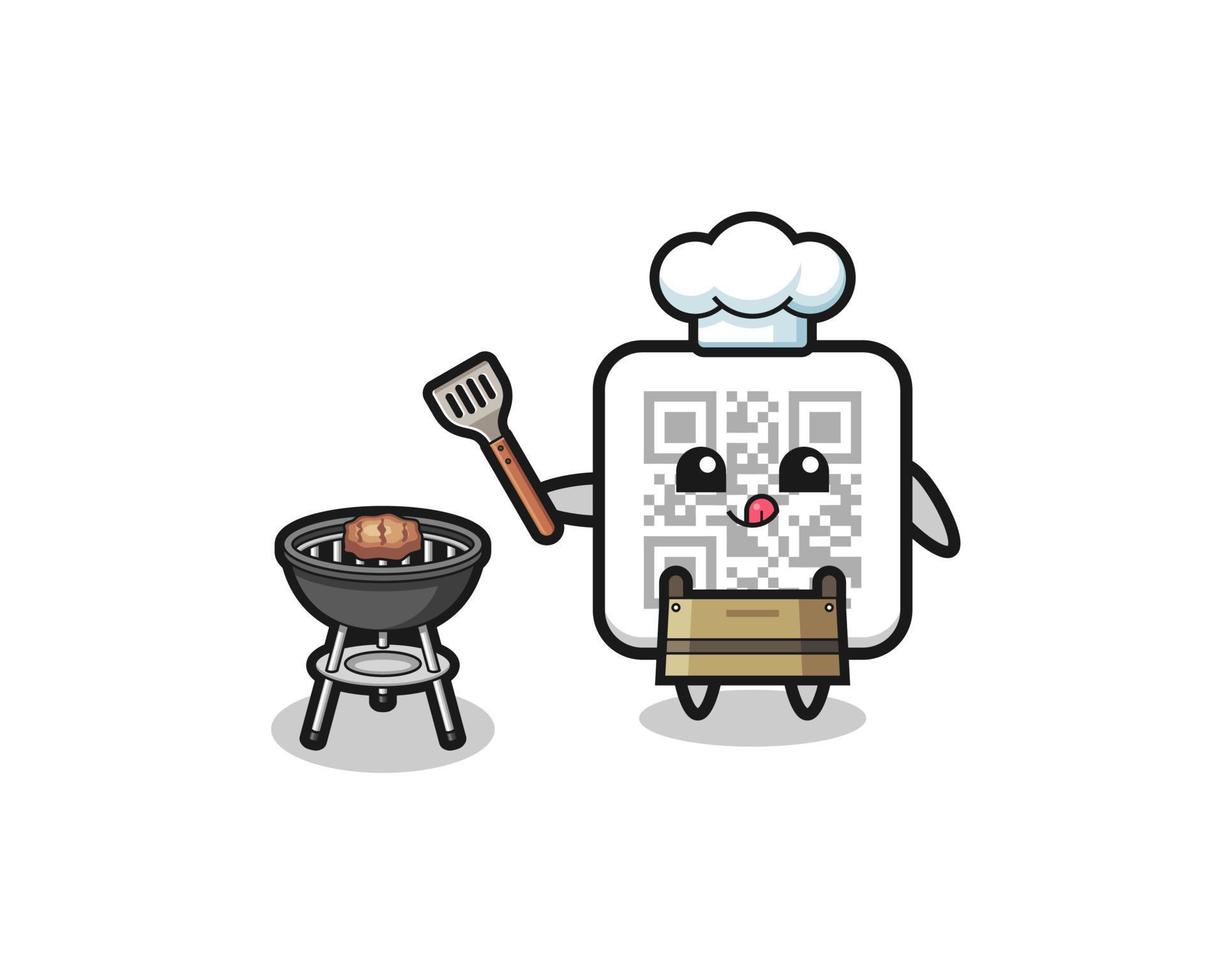qr code barbecuechef met een grill vector
