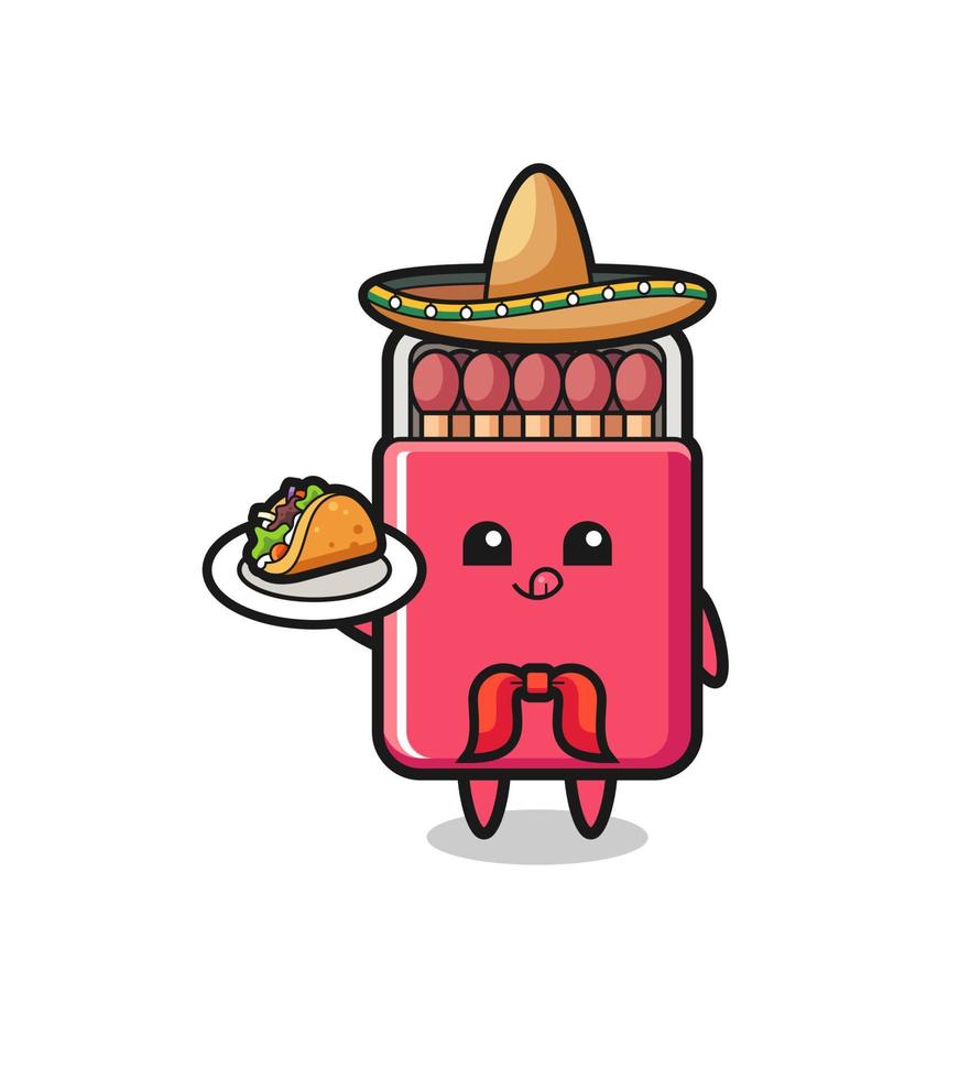 komt overeen met doos Mexicaanse chef-kok mascotte met een taco vector