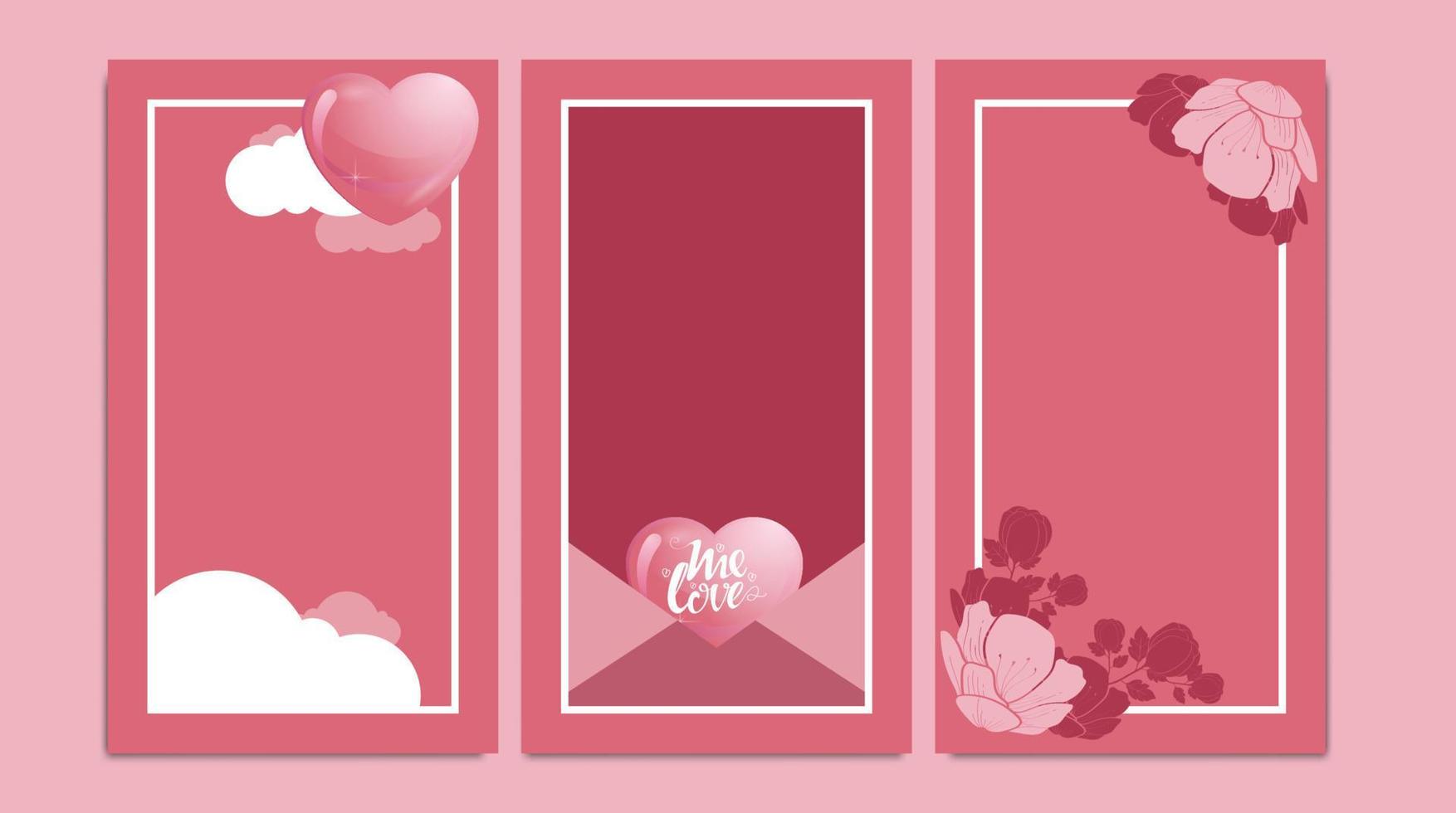 valentijnsthema-ontwerpframe als post op sociale media vector
