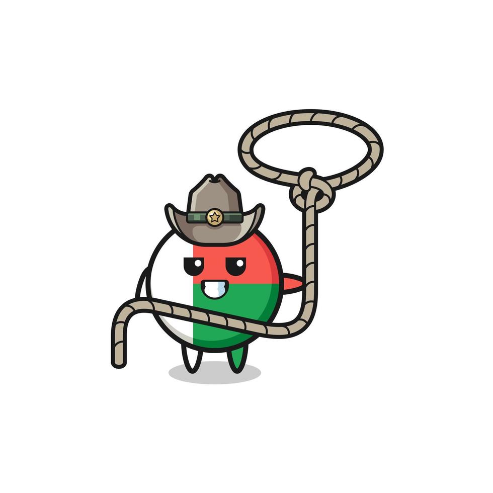 de Madagaskar vlag cowboy met lasso touw vector