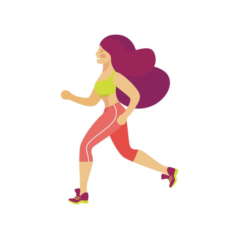 vectorillustratie van een meisje joggen geïsoleerd op wit. vector
