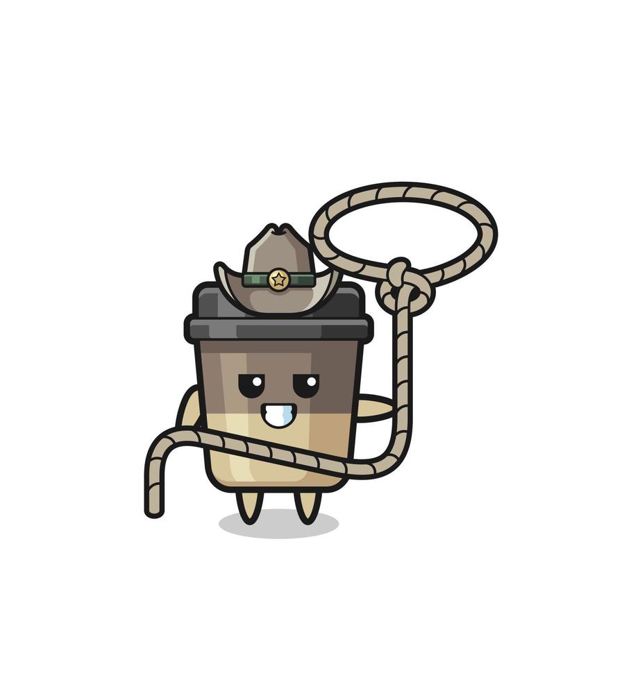 de koffiekop cowboy met lasso touw vector